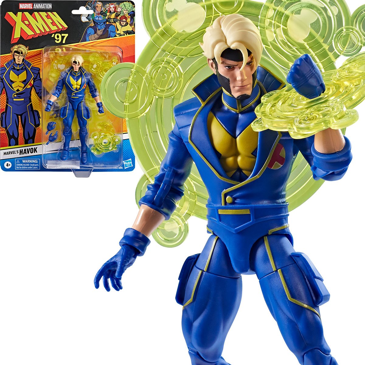 Marvel Legends Havok X-Men 97 action figure by Hasbro, 6-inch figure with detailed costume and poseable joints.