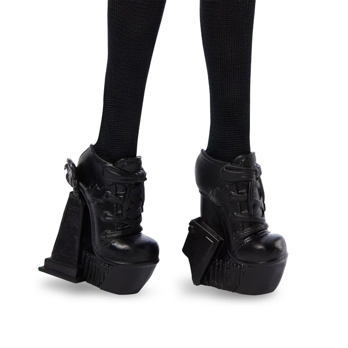 Monster High Wednesday Addams doll by Mattel featuring gothic style, black dress, and signature braided hair.
