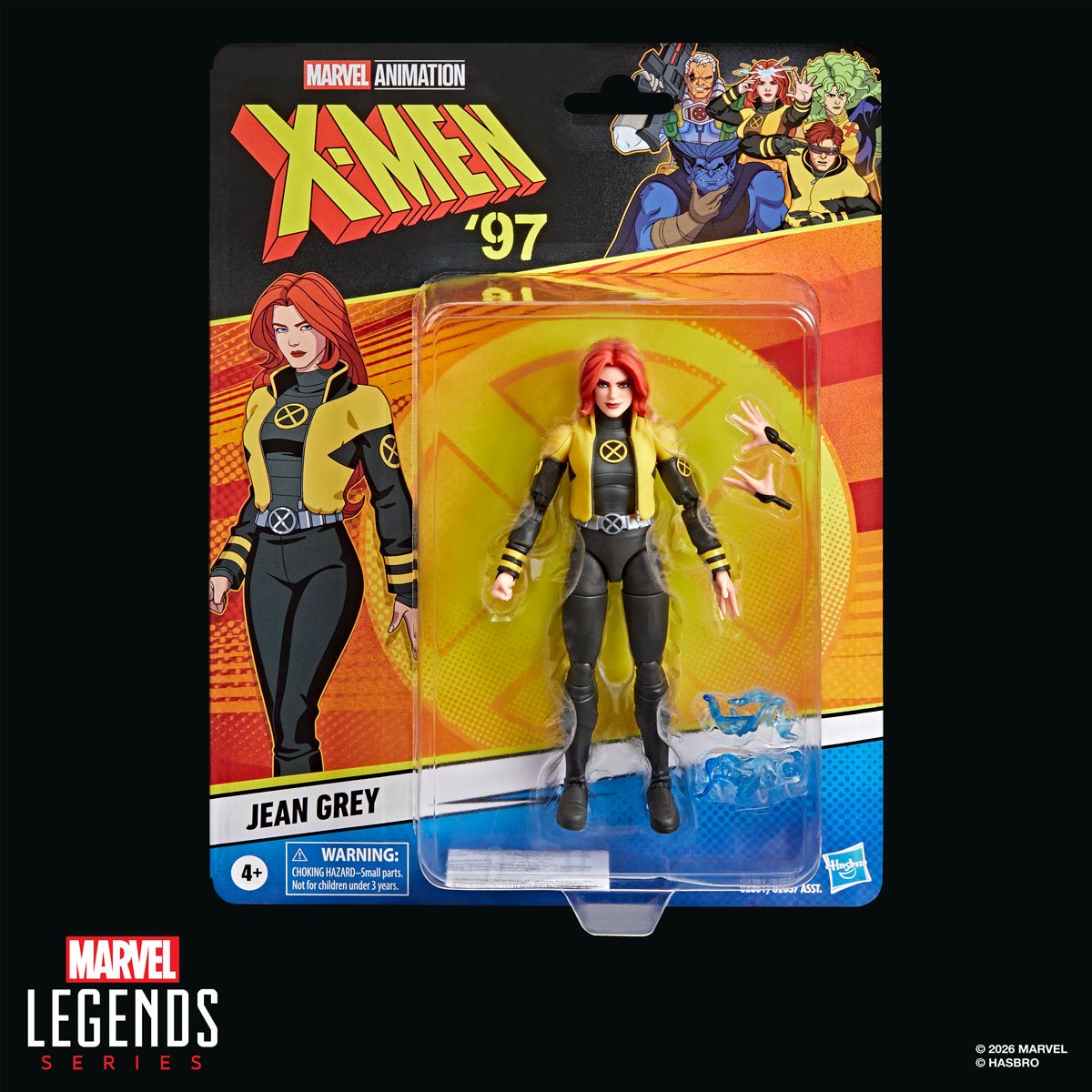 Marvel Legends X-Men 97 Jean Grey 6-inch action figure by Hasbro, detailed superhero figure with red hair and green costume.