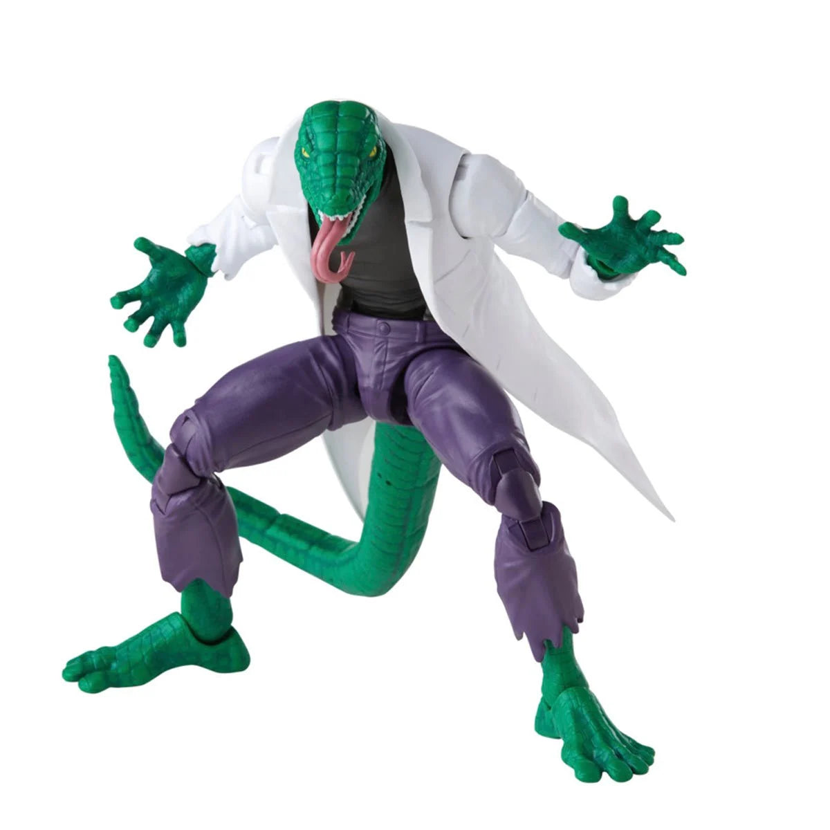 Marvel Legends Spider-Man Retro Lizard action figure by Hasbro, 6-inch figure with detailed lizard design and classic superhero costume.