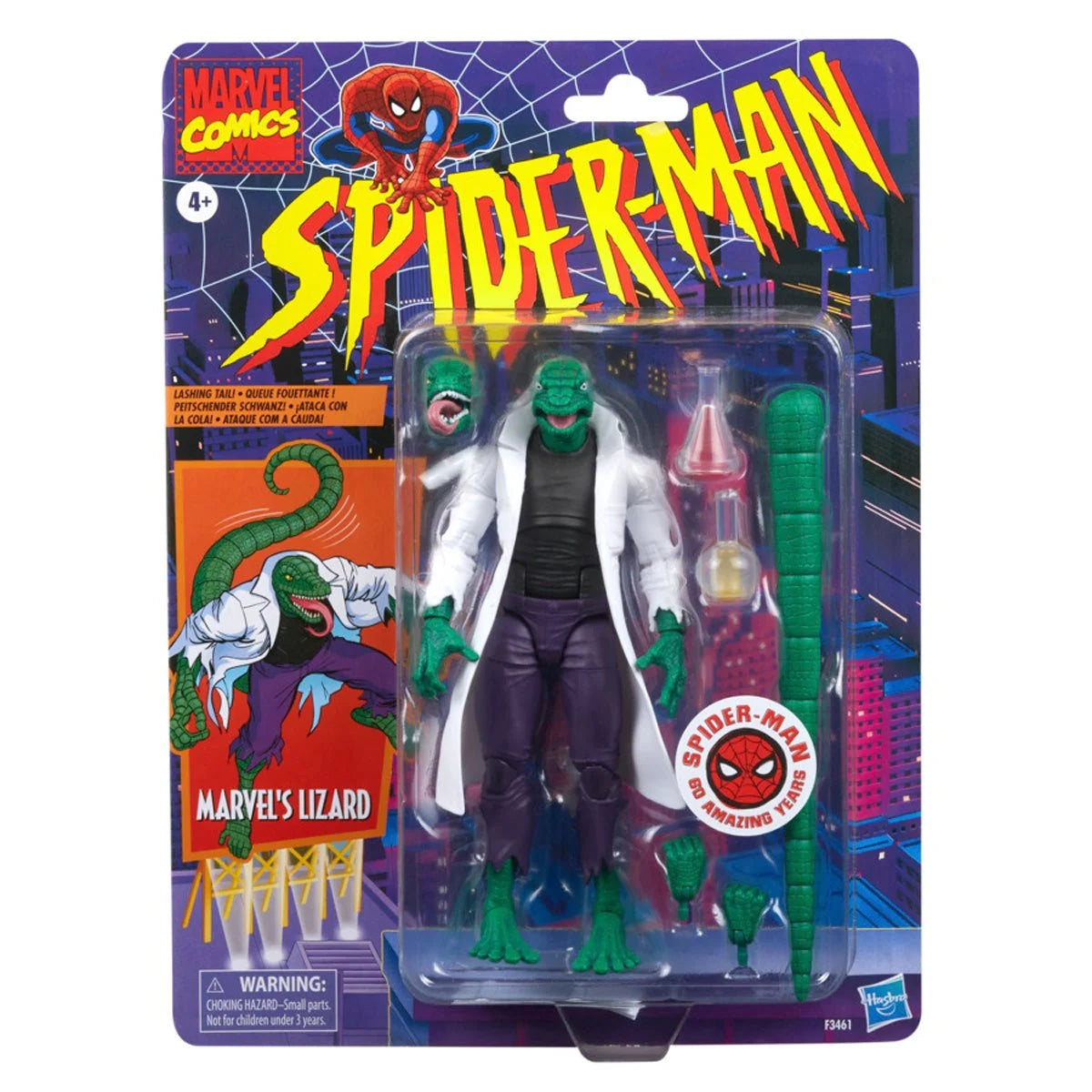 Marvel Legends Spider-Man Retro action figure of Lizard, a 6-inch collectible toy by Hasbro featuring detailed character design.