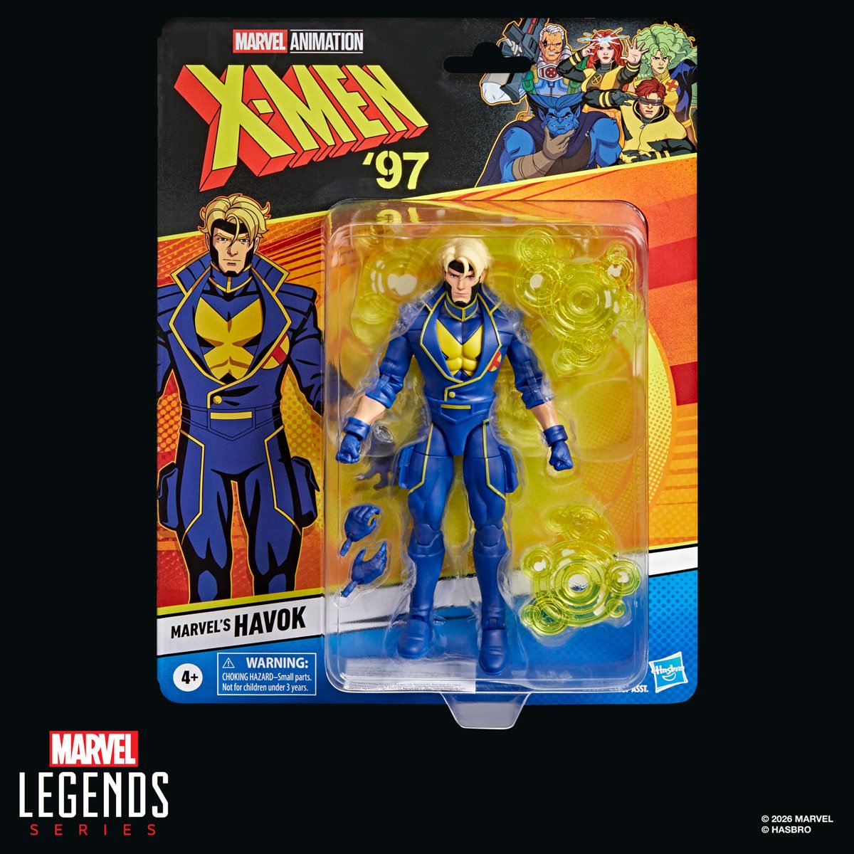 Marvel Legends X-Men 97 Havok action figure by Hasbro, 6-inch collectible figure with detailed costume and accessories.