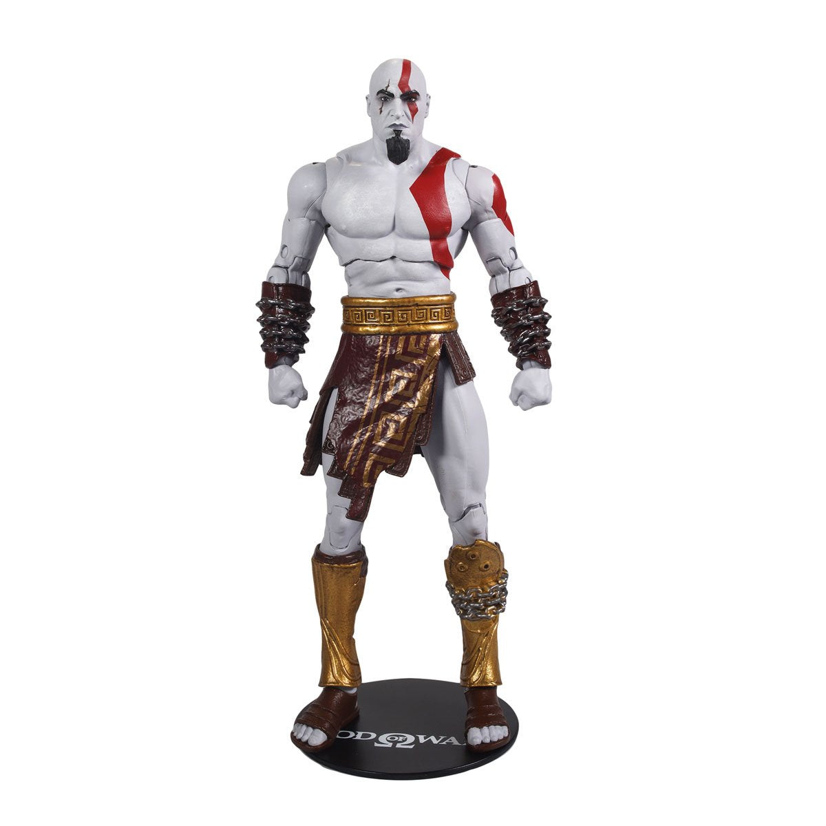 McFarlane Toys God of War Wave 2 Kratos gaming edition 7-inch action figure with detailed armor and weapon accessories.