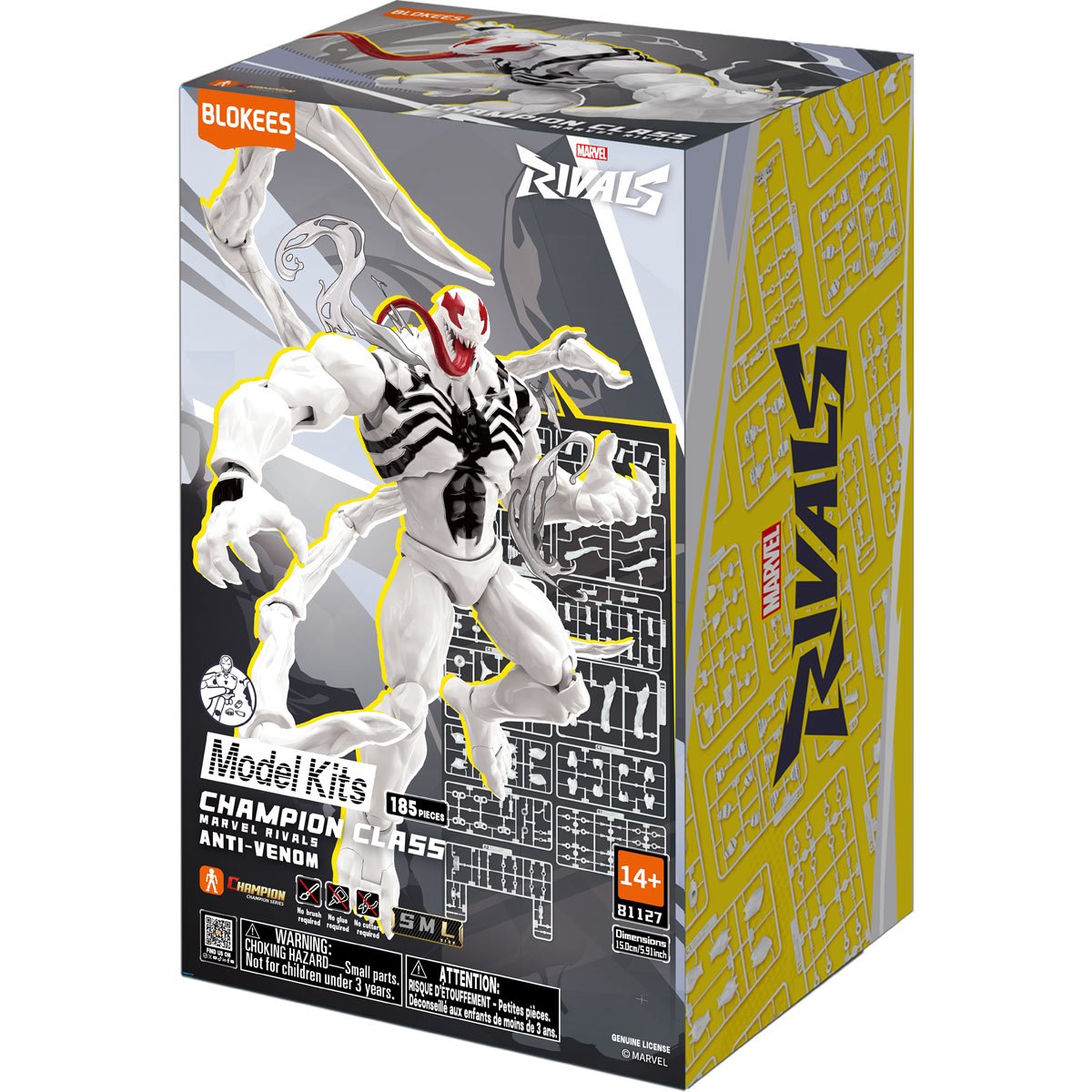 Marvel Rivals Anti-Venom Champion Class Blokess Model Kit by New Meta featuring detailed Anti-Venom figure with construction blocks.