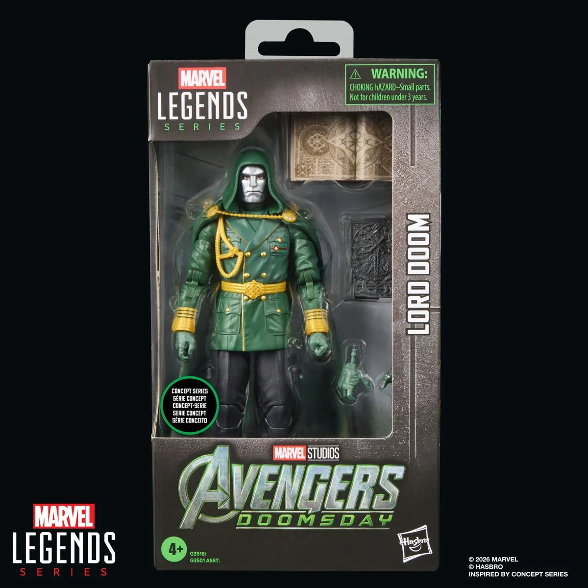 Marvel Legends Avengers Doomsday Lord Doom action figure by Hasbro, 6-inch poseable figure with detailed costume and menacing stance.