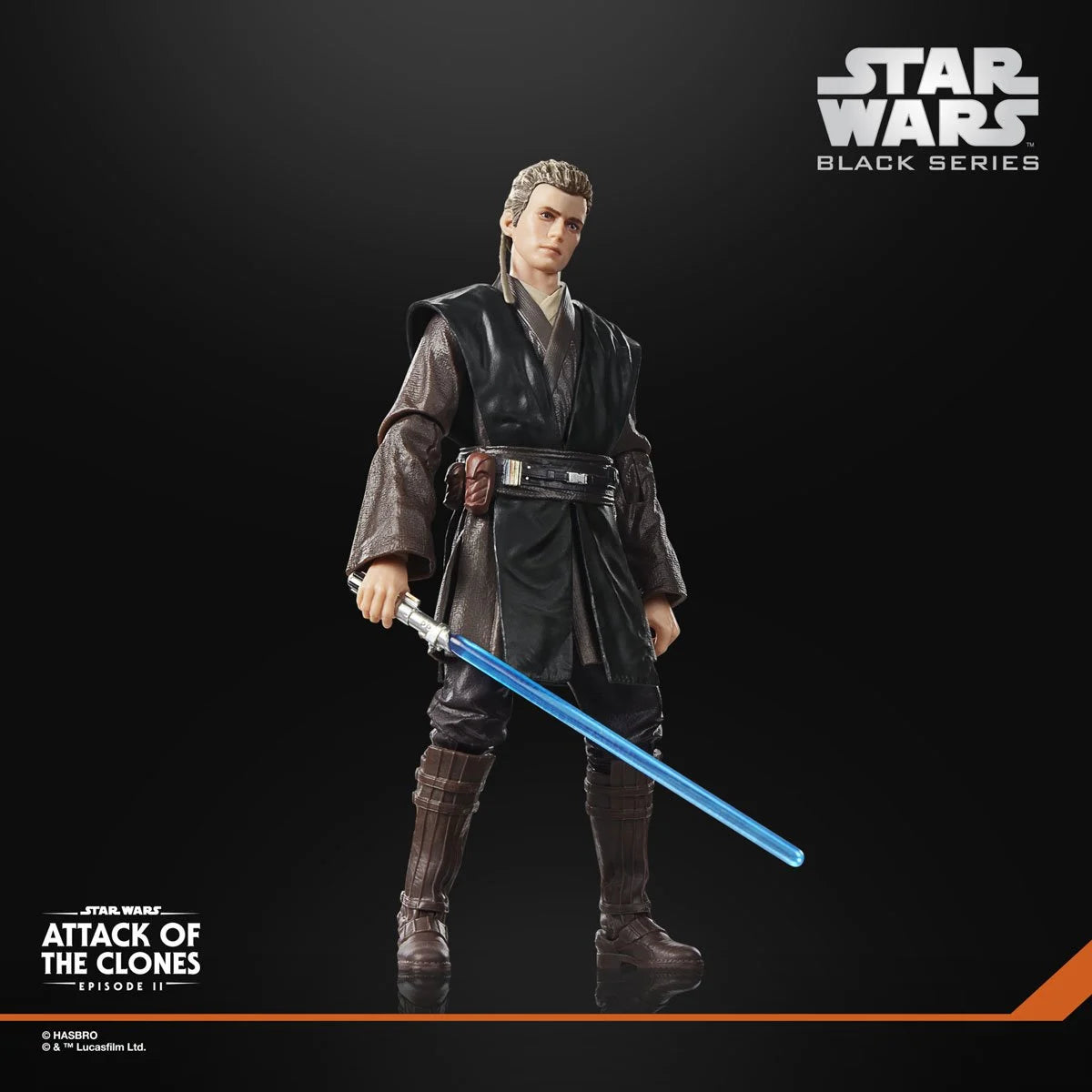 Star Wars Black Series Anakin Skywalker (Padawan) 6-inch action figure by Hasbro with detailed costume and lightsaber accessories.