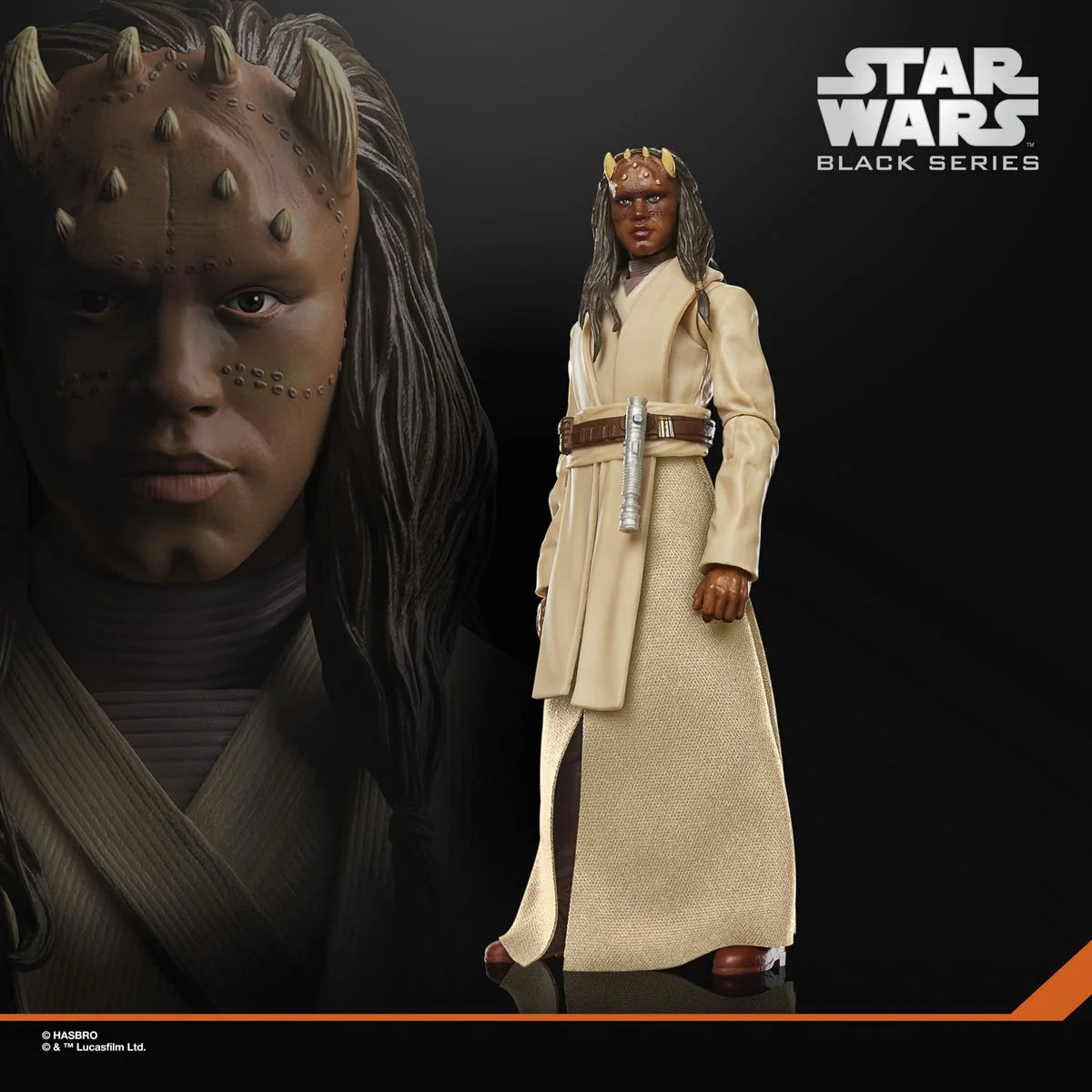 Hasbro Star Wars Black Series Agen Kolar 6-inch action figure standing in a detailed Jedi pose