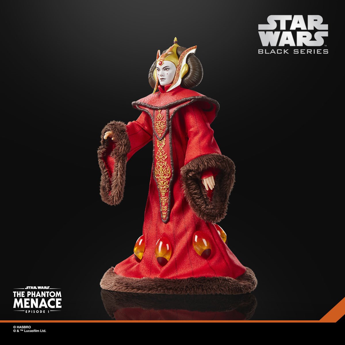 Star Wars Black Series Queen Amidala 6-inch action figure by Hasbro, detailed display of the character in her iconic costume