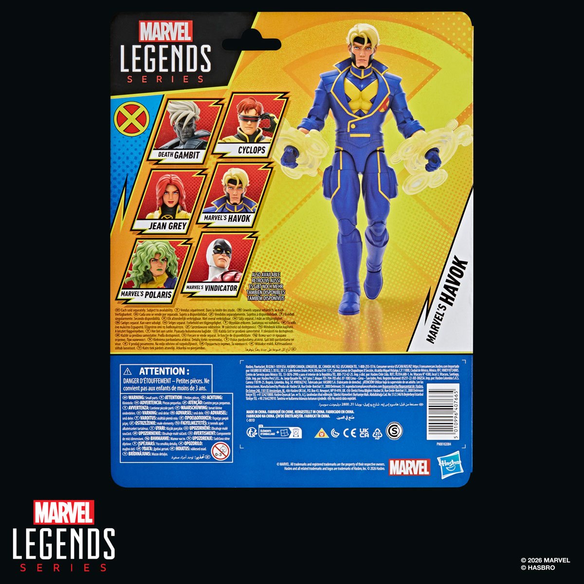 Marvel Legends X-Men 97 Havok action figure by Hasbro, 6-inch tall with detailed costume and accessories.