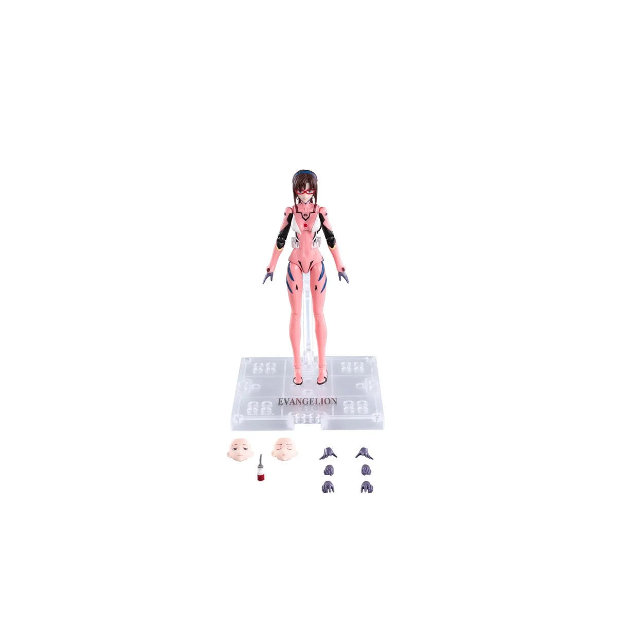 BLOKEES Neon Genesis Evangelion Mari Makinami Ilustrious Plug Suit model kit front view, detailed plastic figure with vibrant colors.