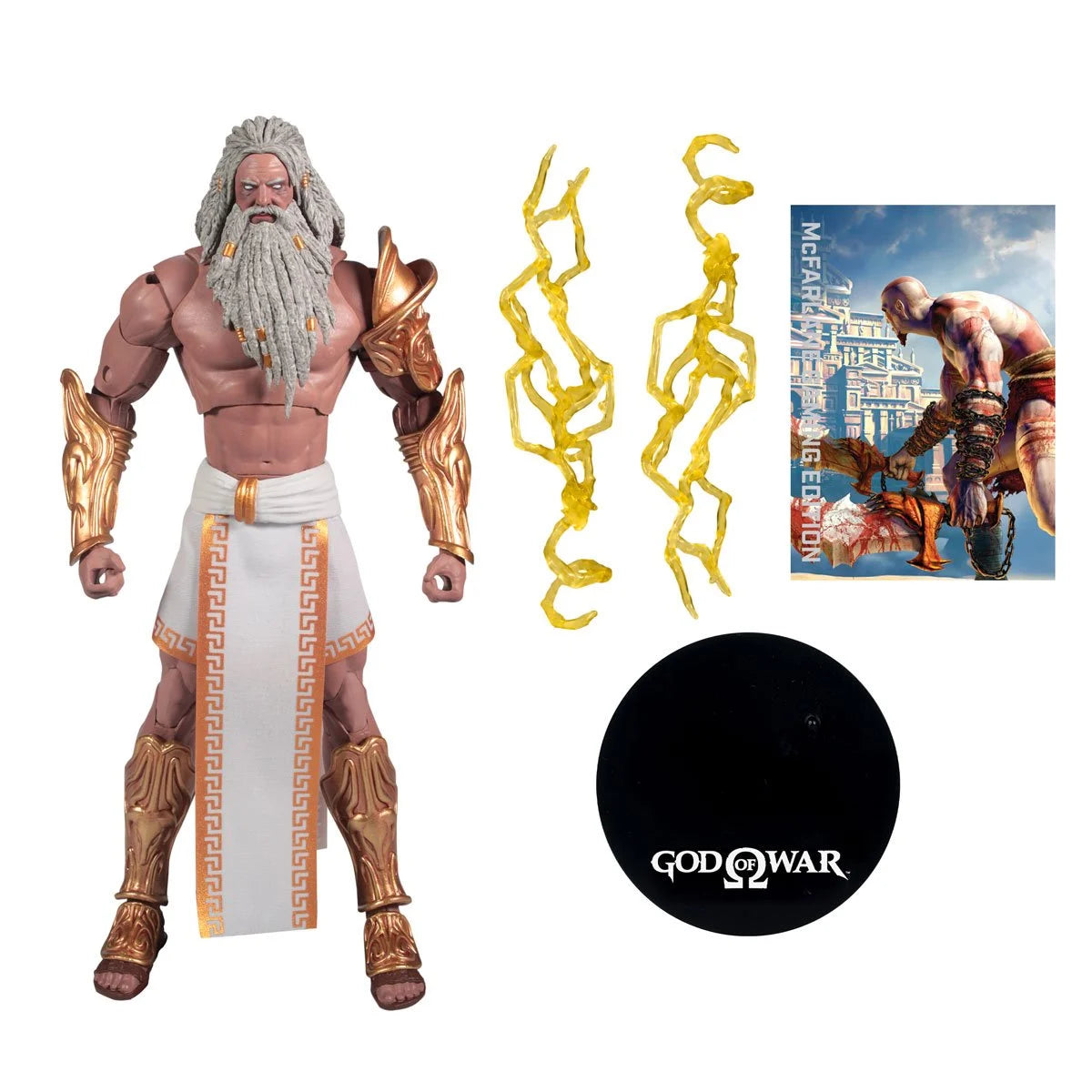God of War Zeus McFarlane Toys gaming edition 7-inch action figure, detailed figure with armor and weaponry from Wave 2.