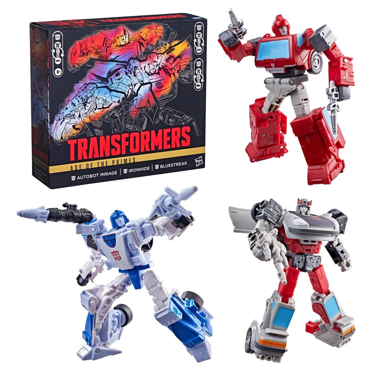 Transformers: Age of the Primes Autobot Mirage, Ironhide & Bluestreak Action Figure Three-Pack