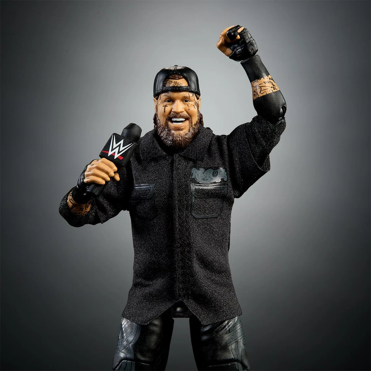WWE Elite Collection Series 128 Jelly Roll Mattel action figure with detailed wrestling attire and accessories.