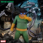 Doctor Octopus One:12 Collective action figure by New Meta featuring detailed robot arms and classic superhero costume.