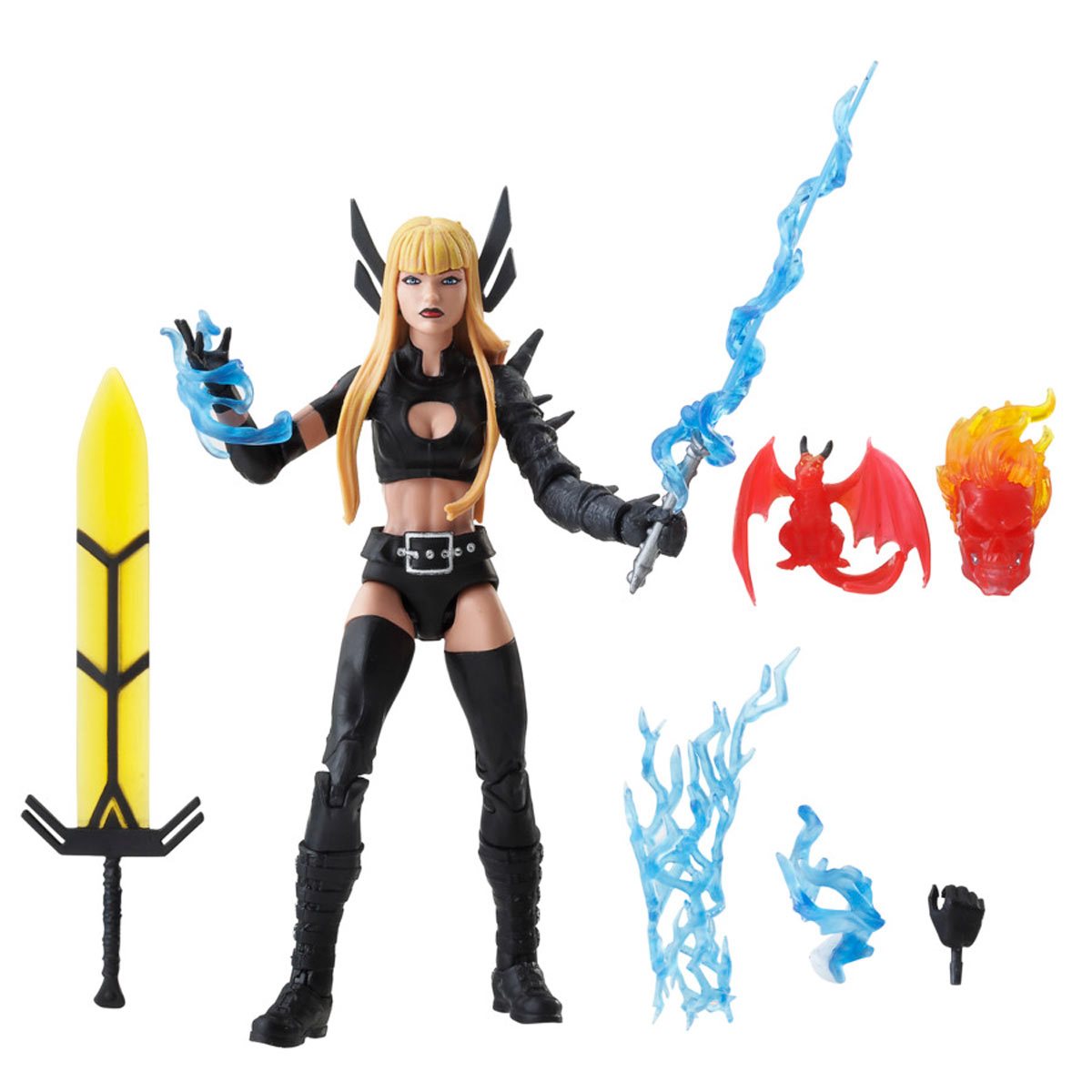 Marvel Legends Series Magik 6-inch action figure by New Meta, detailed Marvel character with costume and accessories.