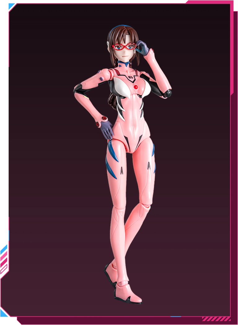 BLOKEES Neon Genesis Evangelion Mari Makinami Ilustrious plug suit model kit displayed on a white background.
