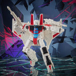 Transformers Shattered Glass Collection Voyager Class Starscream action figure by Hasbro, detailed robot with jet mode and vivid colors.