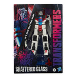 Transformers Shattered Glass Collection Voyager Starscream action figure by Hasbro, showcasing detailed robot form and shattered glass design