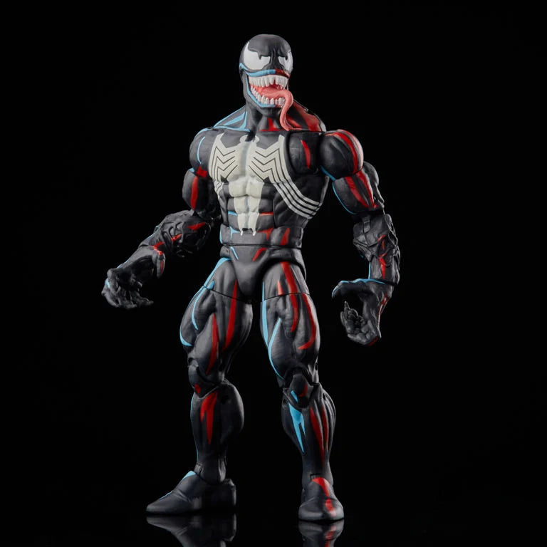Marvel Legends Spider-Man Venom action figure by Hasbro from the Retro Collection, featuring detailed design and dynamic pose.
