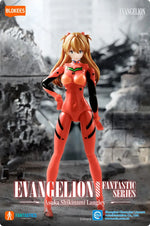 BLOKEES Neon Genesis Evangelion Asuka Shikinami Langley Plug Suit model kit, detailed figure with vibrant suit and accessories.