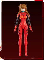 BLOKEES Neon Genesis Evangelion Asuka Shikinami Langley plug suit model kit, detailed plastic figure with vibrant colors and intricate design.