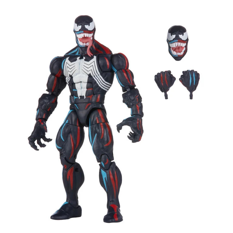 Marvel Legends Spider-Man Venom action figure by Hasbro from the Retro Collection, detailed sculpt with vibrant colors.