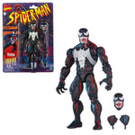Marvel Legends Spider-Man Venom action figure by Hasbro from the Retro Collection, featuring detailed design and dynamic pose.