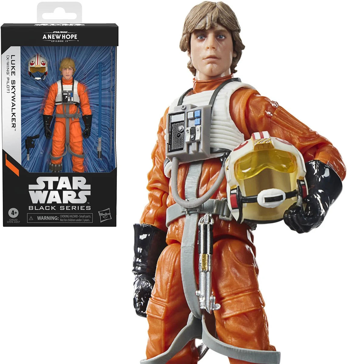 Star Wars Black Series Luke Skywalker X-Wing Pilot action figure by Hasbro, 6-inch scale, detailed costume and accessories.