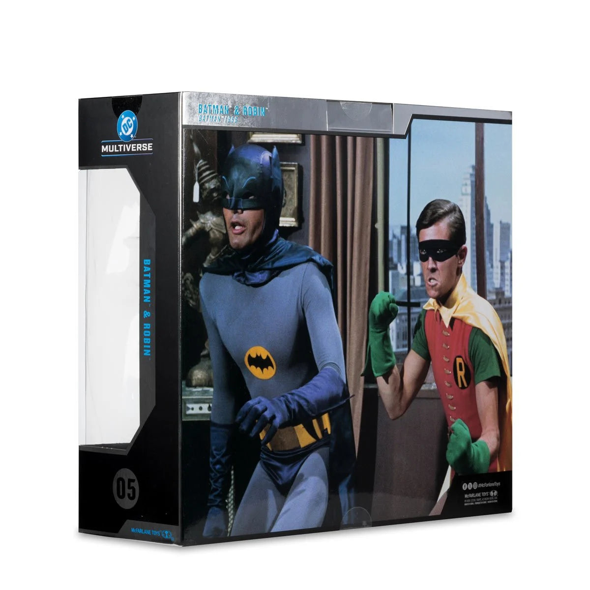 DC Multiverse Batman and Robin action figures from McFarlane Toys, classic TV series collector edition 7-inch 2-pack, detailed figures.