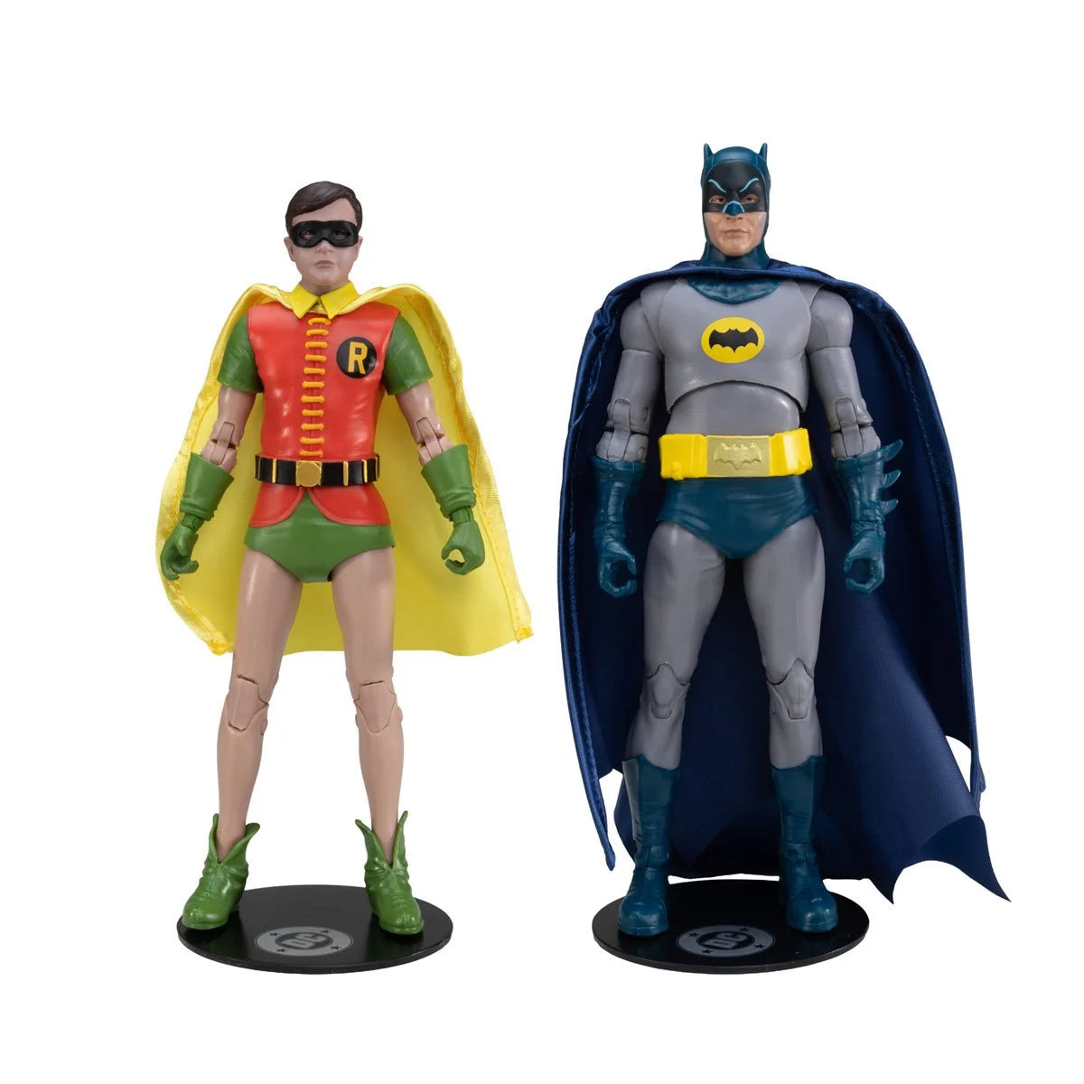 DC Multiverse Batman and Robin action figures by McFarlane Toys, classic TV series collector edition 7-inch 2-pack.