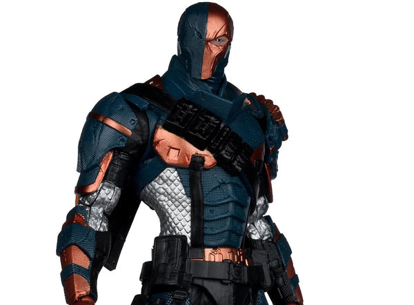 DC Multiverse Wave 31 Deathstroke Arkham Origins 7-inch scale action figure by McFarlane Toys, featuring detailed costume and weaponry.