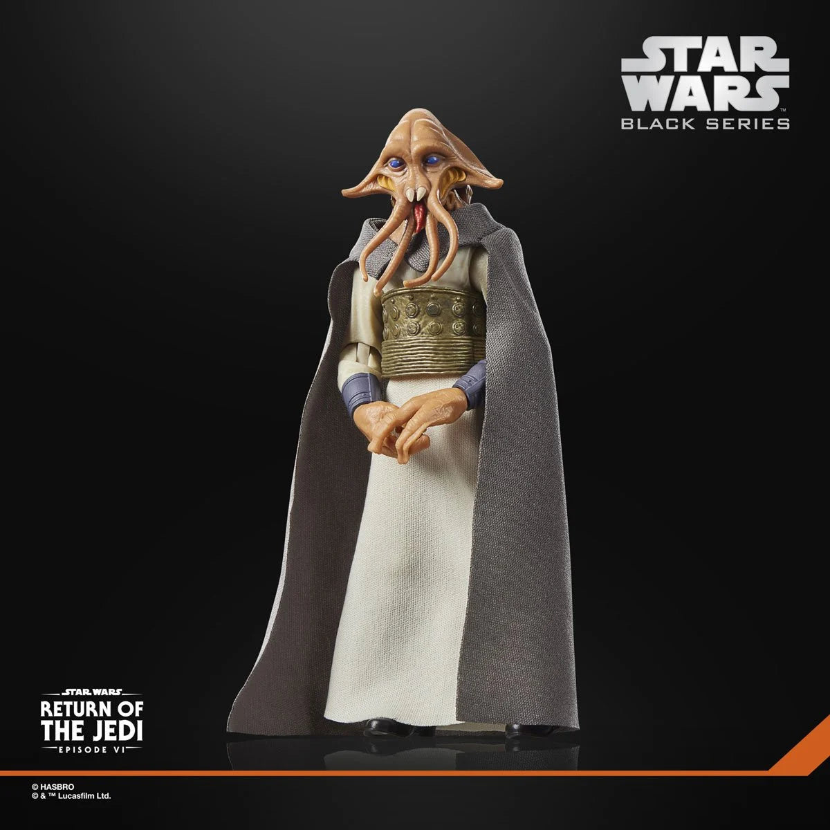Star Wars Black Series Tessek 6-inch action figure by Hasbro, detailed blue skiff guard character from Star Wars universe