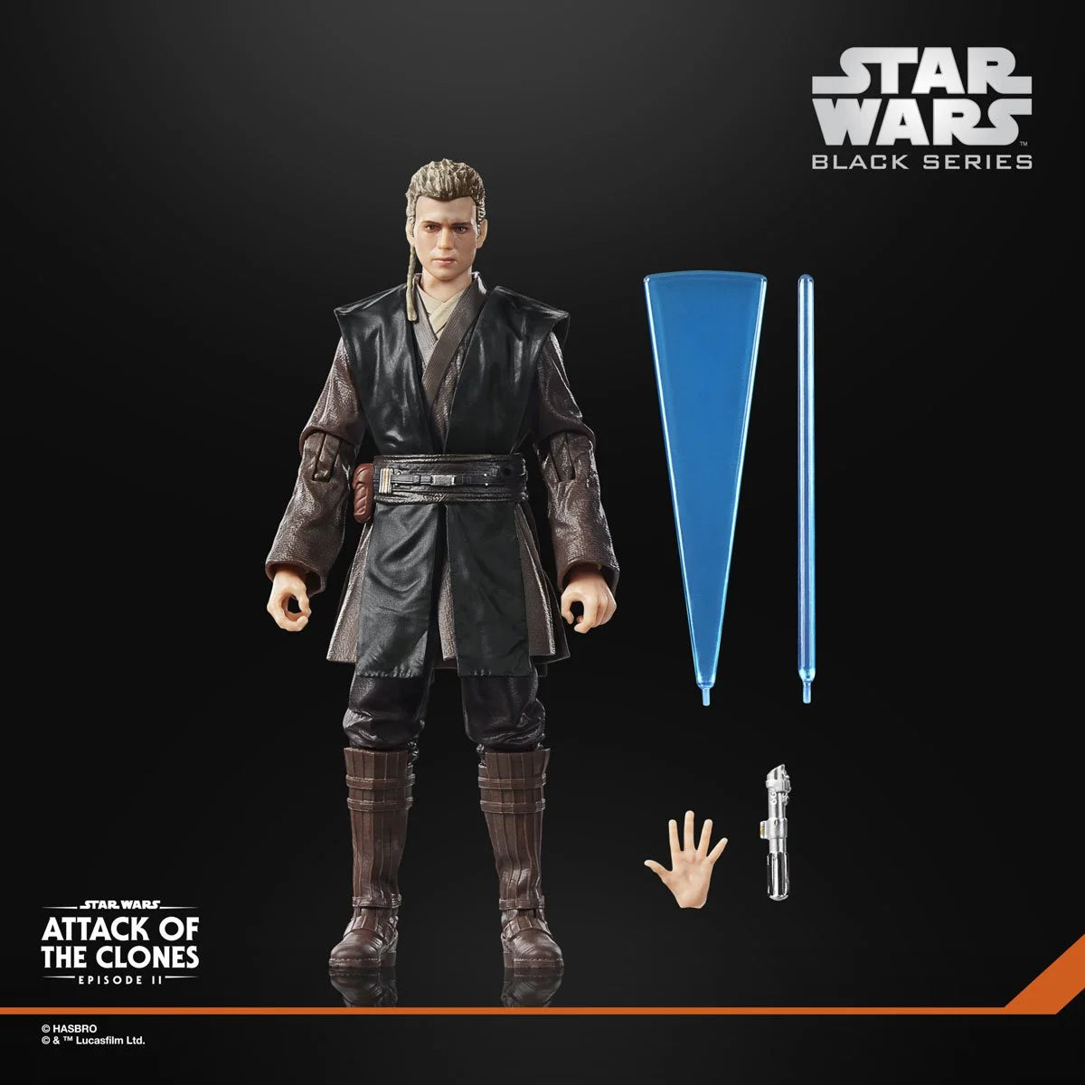 Star Wars Black Series Anakin Skywalker (Padawan) 6-inch action figure by Hasbro, featuring detailed costume and lightsaber.