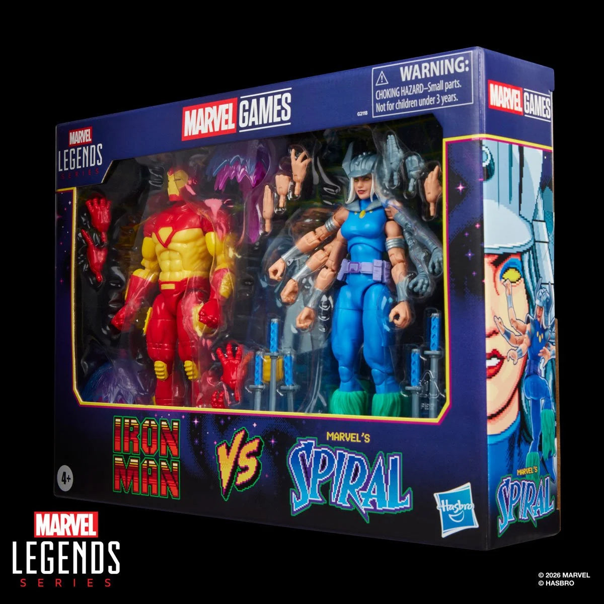 Marvel Legends Iron Man and Spiral 6-inch action figures by Hasbro, detailed superhero figures with dynamic poses.