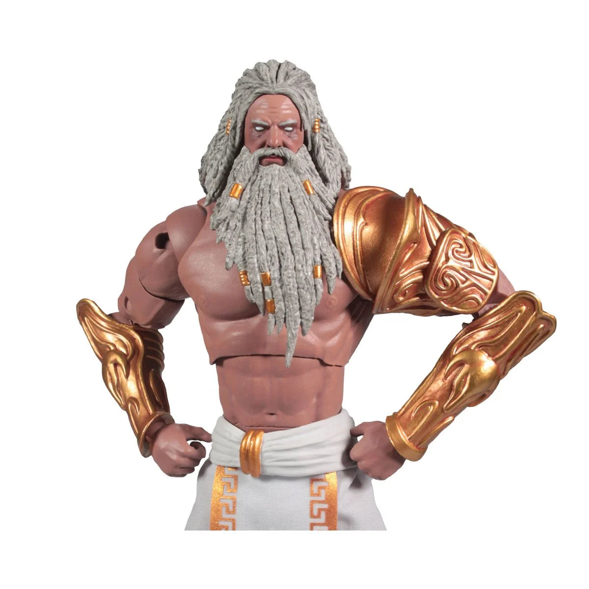 God of War Wave 2 Zeus McFarlane Toys 7-inch gaming edition action figure, detailed depiction of the mythological god with armor and weaponry.