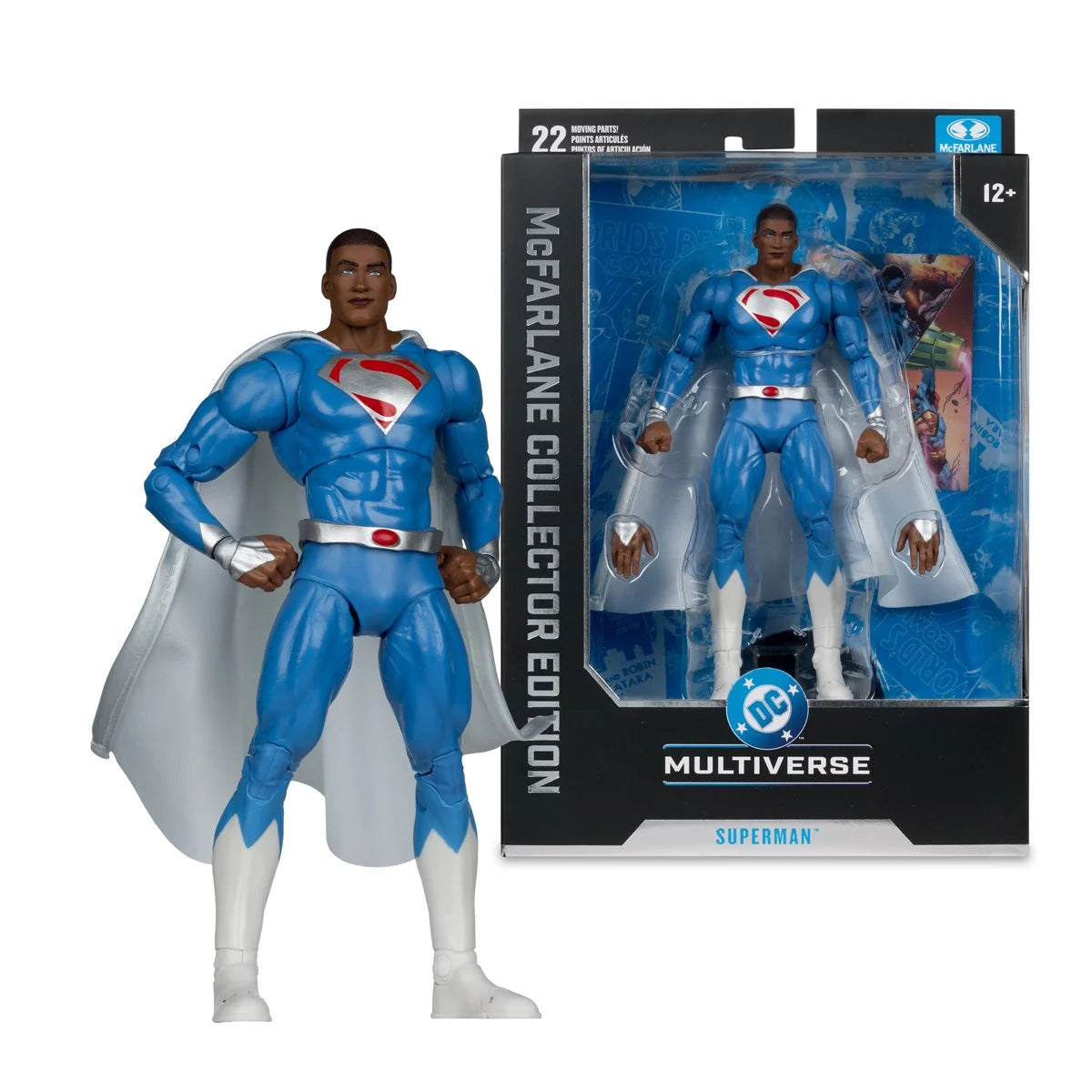 McFarlane Toys DC Multiverse Collector Edition Earth 2 Superman #71 7-inch scale action figure lyin on black background