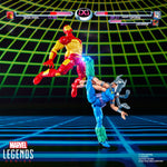 Marvel Legends Iron Man and Spiral 6-inch action figures by Hasbro displayed together, showcasing detailed superhero character designs.