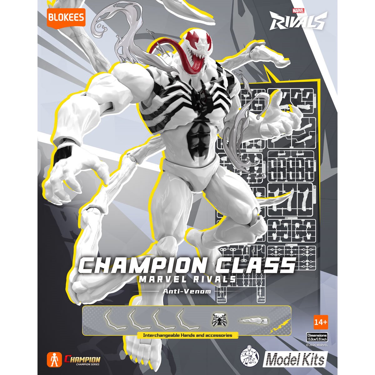 Marvel Rivals Anti-Venom Champion Class Blokess model kit by New Meta, featuring detailed anti-venom character figure and building blocks.