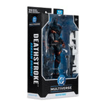 DC Multiverse Wave 31 Deathstroke Arkham Origins action figure by McFarlane Toys, detailed 7-inch scale figure with weapon accessories.