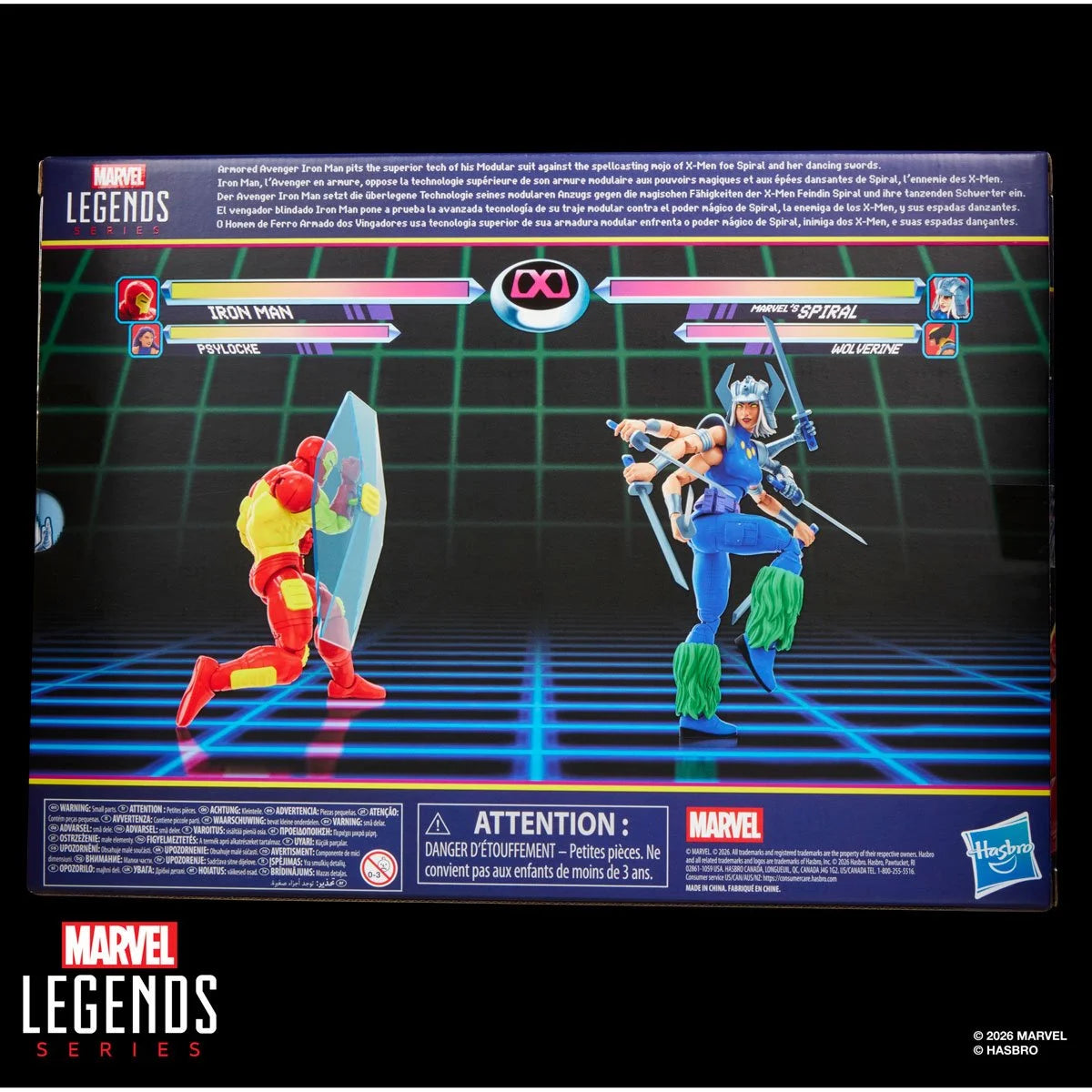 Marvel Legends Iron Man and Spiral 6-inch action figures by Hasbro, detailed superhero figures on display.
