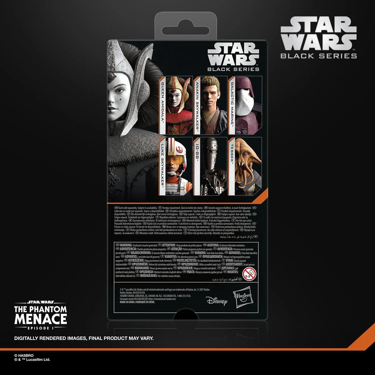 Star Wars Black Series Queen Amidala 6-inch action figure by Hasbro, detailed figure of Queen Amidala from Star Wars universe.