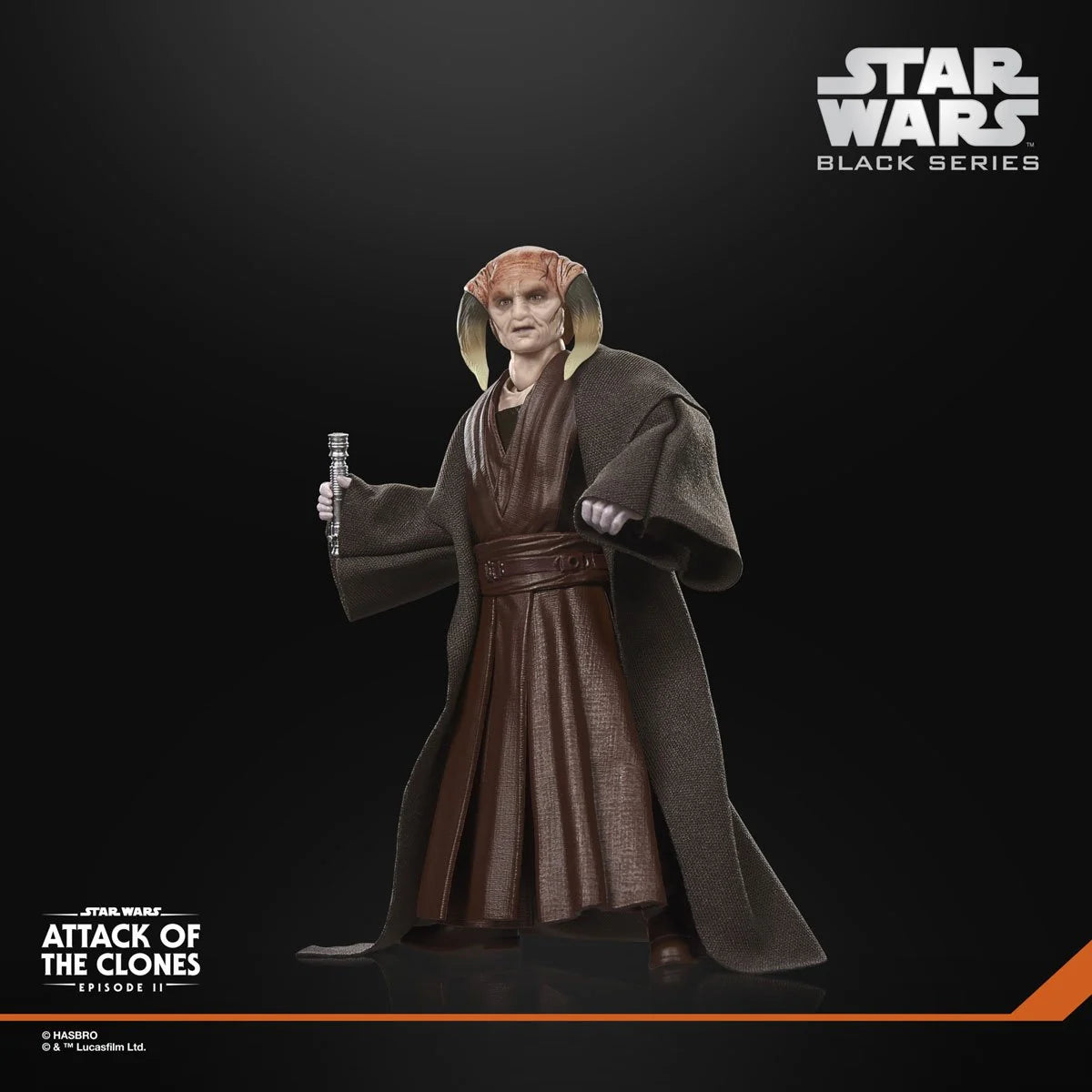 Hasbro Star Wars Black Series Saesee Tiin 6-inch action figure in detailed Jedi attire with accessories