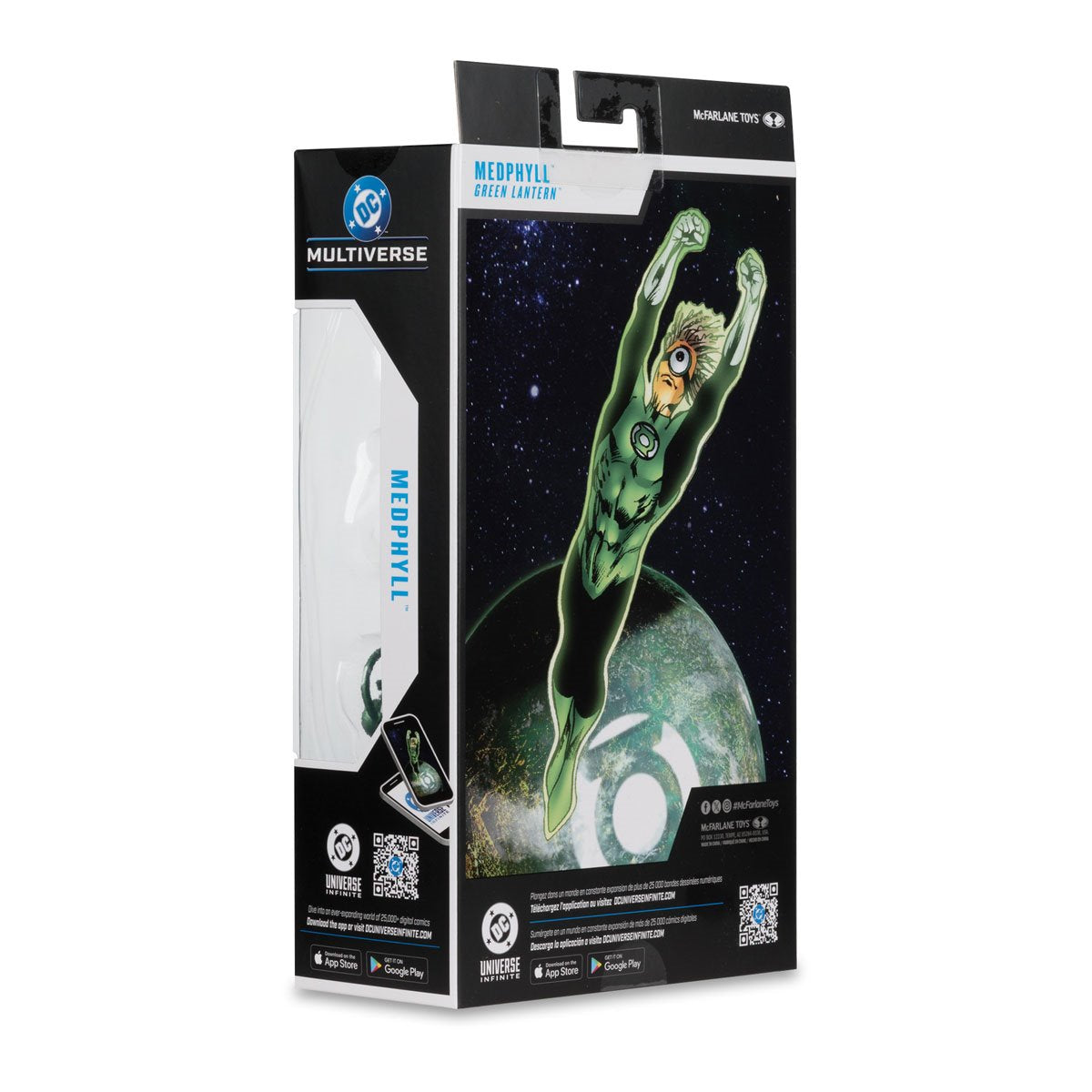 DC Multiverse Wave 32 Medphyll Green Lantern 7-inch action figure by McFarlane Toys, detailed figure with green costume and lantern emblem.