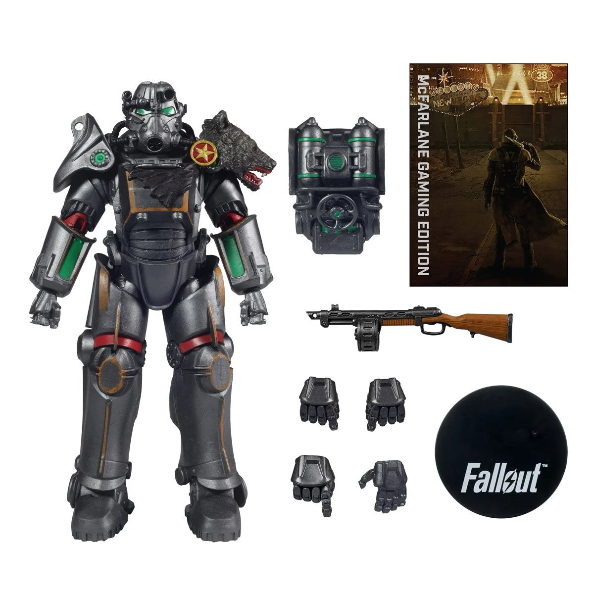 Fallout Scorched Sierra Power Armor Wave 2 McFarlane Toys 7-inch gaming action figure with detailed armor and weapon accessories.
