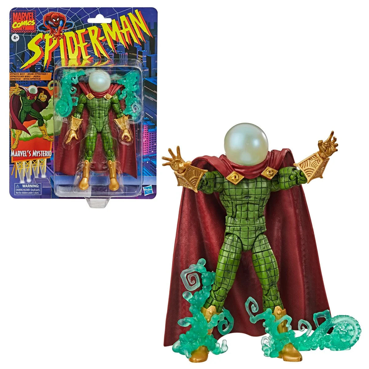 Marvel Legends Spider-Man Mysterio 6-inch action figure by Hasbro, detailed figure with costume and accessories, front view.