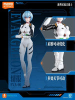 BLOKEES Neon Genesis Evangelion Rei Ayanami plug suit model kit with detailed plastic parts and blue and white color accents.